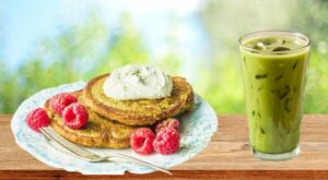 Matcha Pancakes with Vegan Whipped Cream – Outside