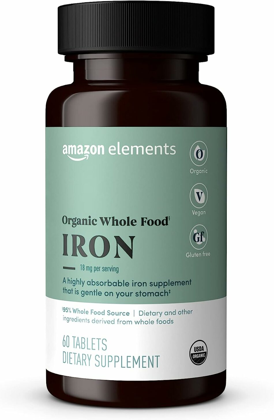“Organic Whole Food Iron: Highly Absorbable Dietary Supplement | Non-GMO, Vegan & Gluten-Free | Alexa Voice Shopping Enabled”