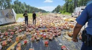‘Worst Queso Scenario’ as Truck Loaded with Cans of Nacho Cheese Crashes on Highway