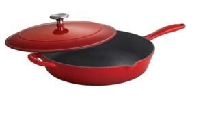 Tramontina Gourmet 12 in. Enameled Cast Iron Skillet in Gradated Red with Lid 80131/058DS – The Home Depot