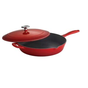 Tramontina Gourmet 12 in. Enameled Cast Iron Skillet in Gradated Red with Lid 80131/058DS – The Home Depot