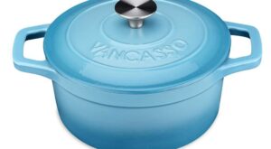 vancasso 2 qt. Round Enameled Cast Iron Dutch Oven in Light Blue with Lid VS-ZTR-20-LB – The Home Depot