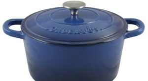 Crock Pot Artisan 5 Quart Round Enameled Cast Iron Dutch Oven in Sapphire Blue