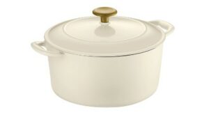 Tramontina 5.5qt Enameled Cast Iron Round Dutch Oven – Latte with Gold Knob