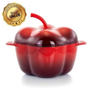 MegaChef 3 Qt. Pepper Shaped Enameled Cast Iron Casserole in Red 985112871M – The Home Depot
