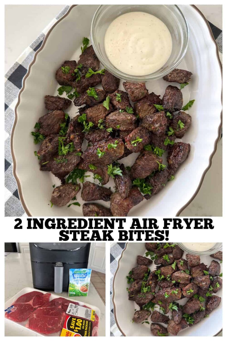 2 Ingredient Air Fryer Steak Bites!