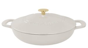MARTHA STEWART 3.5 qt. Enameled Cast Iron Braiser in Linen with Self Basting Lid 985119760M – The Home Depot