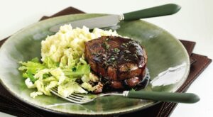 Balsamic steak with Dijon mash and cabbage