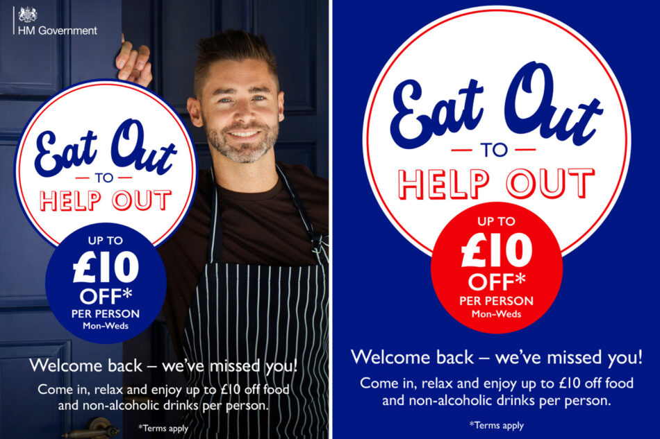 The Eat Out to Help Out posters to look out for in restaurants to get 50% off
