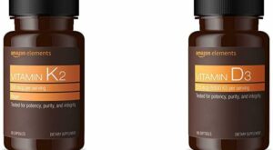 Amazon Elements Vitamin K2 100 mcg Vegan – 65 Capsules, 2 Month Supply | Amazon Elements Vitamin D3 5000 IU – 180 Softgels, 6 Month Supply