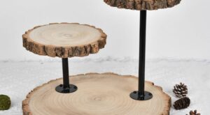 14″ 3-Tier Natural Wood Slice Cheese Board Cupcake Stand, Rustic Centerpiece – Assembly Tools Included | Wooden … – B R Pinterest