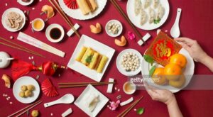 Flat lay Chinese new year food and drink on wooden table top still… | Food and drink, New year’s food, Chinese new … – B R Pinterest