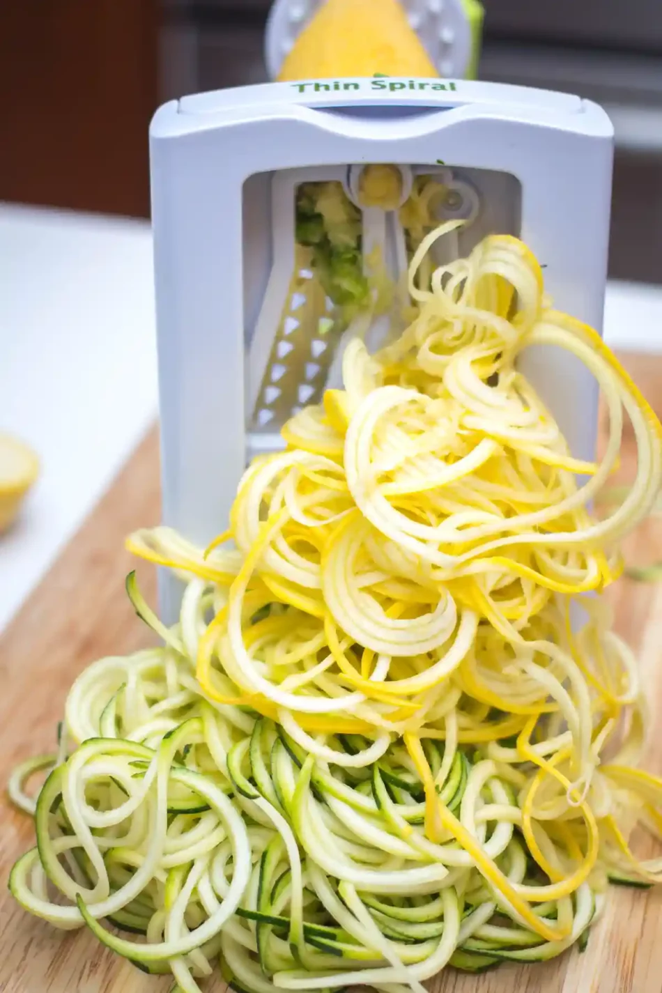 Zucchini & Yellow Squash Noodles with Shrimp and Avocado Pesto (Gluten-Free)