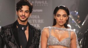 Sobhita Dhulipala stuns in silver outfit, Ishaan Khatter opts for black as they turn showstoppers at Delhi event. Watch