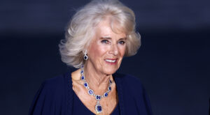 Queen Camilla Wore One of Queen Elizabeth’s Favorite Sapphire-and-Diamond Necklaces at Versailles