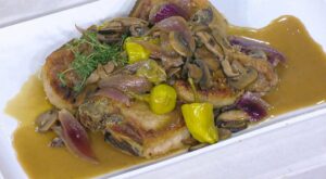 Lidia Bastianich makes pork chops with mushrooms, pepperoncini