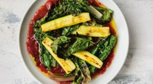 Grilled Swiss Chard and Zucchini With Raspberry-Macerated Onions