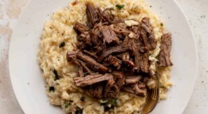 Braised Short Ribs with Charred Scallion Risotto.