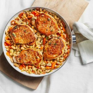Skillet Pork Chops and Beans Recipe