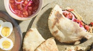 These eggplant-stuffed pita sandwiches show the power of a quick pickle